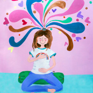 Connected Meditation Colourful Wellbeing Card For Sale